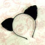 Black Lace Kitten Ears Head..