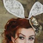 White lace bunny ears headb..