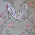 White lace bunny ears headb..