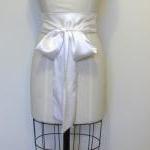 Ivory bridal satin sash.