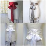 Ivory bridal satin sash.