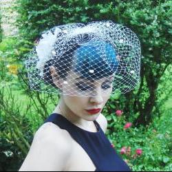 Birdcage veil. Ivory Dotty.